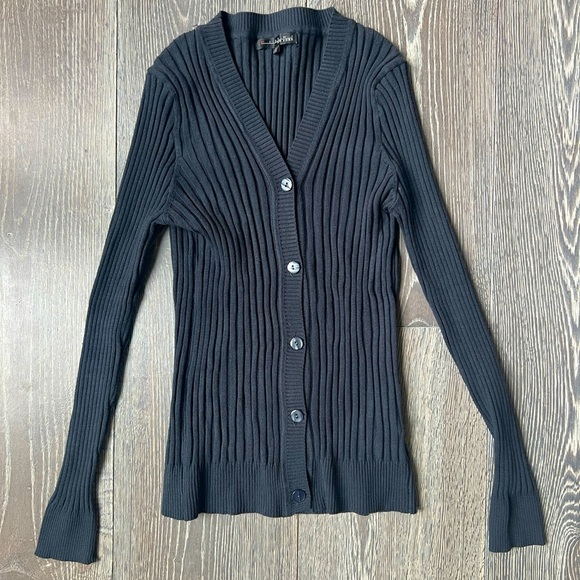 Pierri New York Navy button down cardigan long sleeve sweater. Womens Medium - Picture 1 of 6